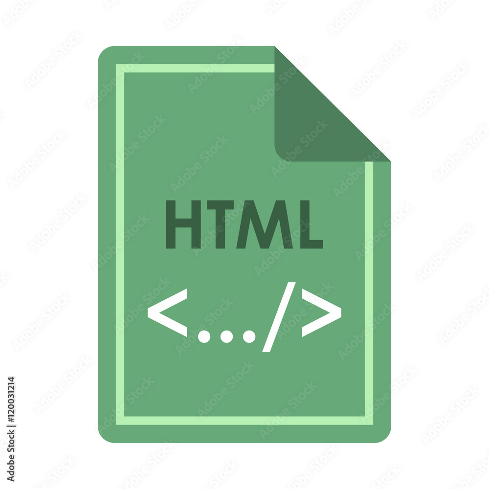 Poster file html icon in flat style isolated on white background. document type symbol vector illustration