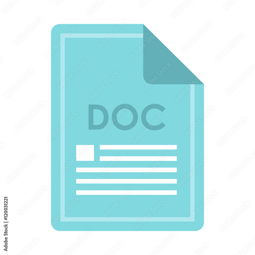 Aufkleber file doc icon in flat style isolated on white background. document type symbol vector illustration