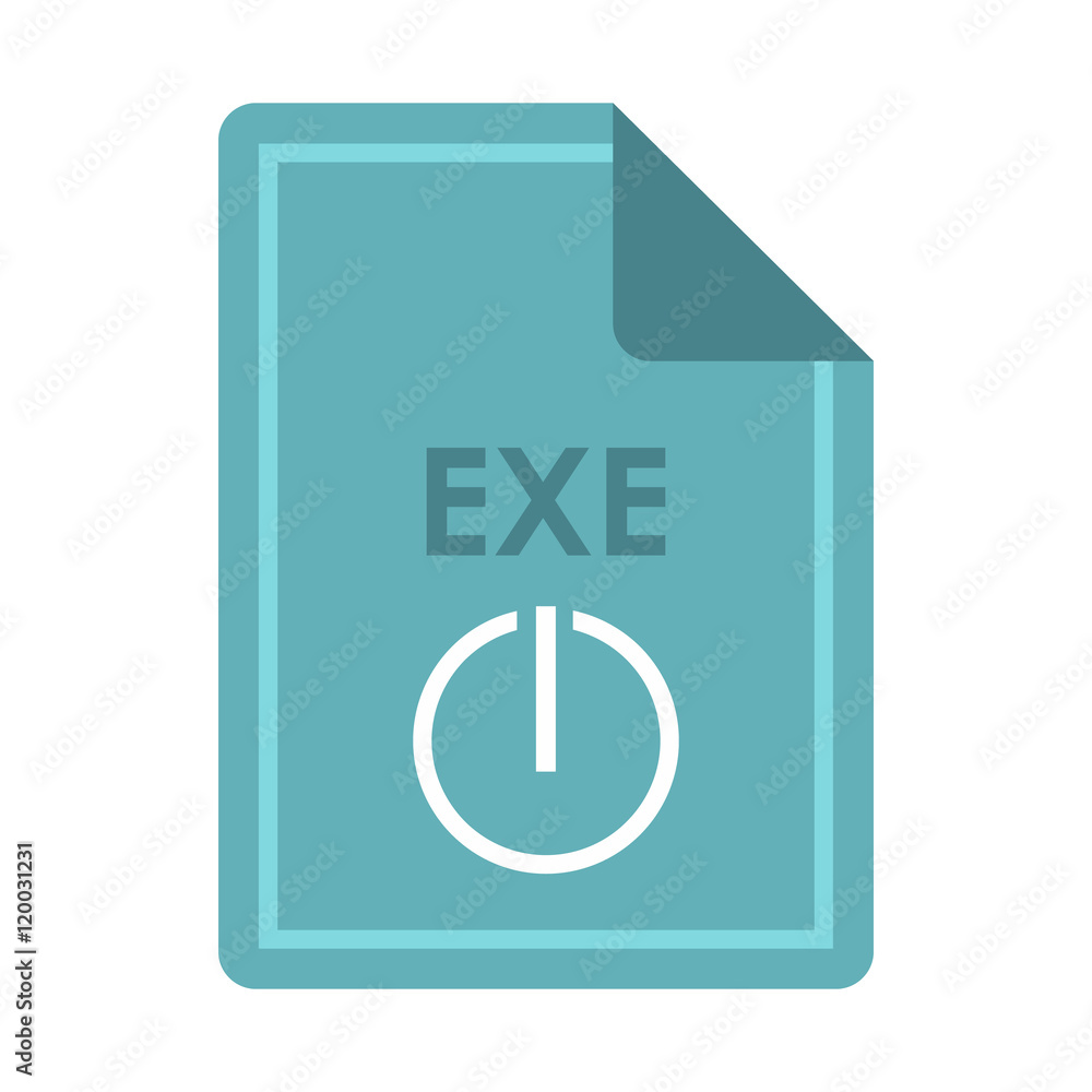 Poster file exe icon in flat style isolated on white background. document type symbol vector illustration
