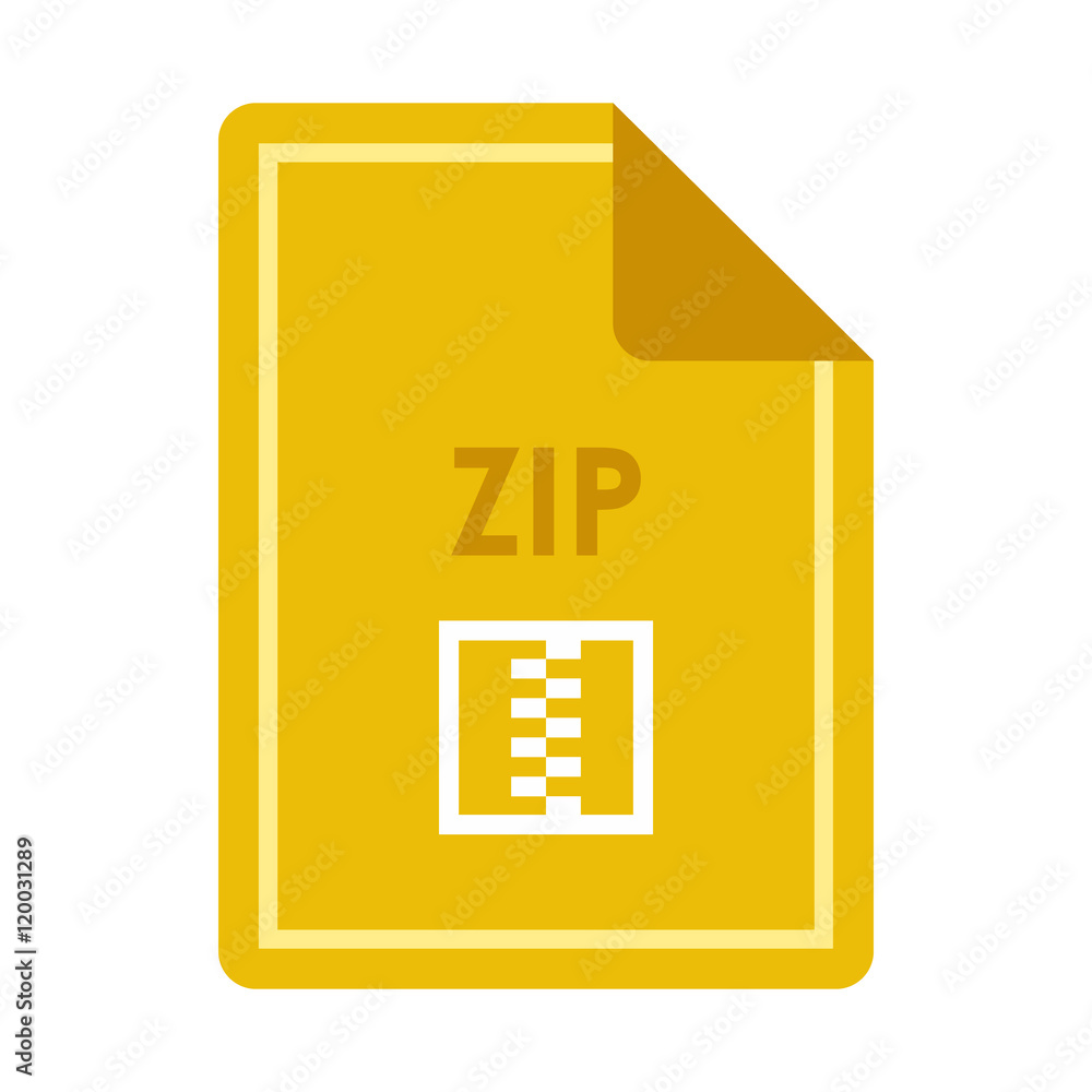 Poster file zip icon in flat style isolated on white background. document type symbol vector illustration
