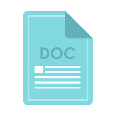 File DOC icon in flat style isolated on white background. Document type symbol vector illustration