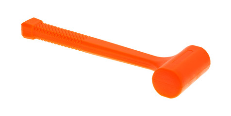 Dead blow orange hammer side view isolated on a white background.