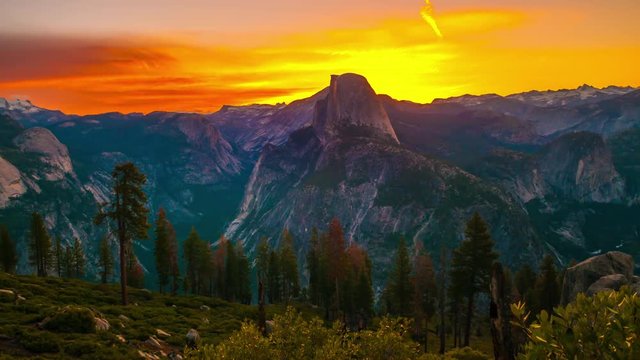 Yosemite National Park California Rising Sun over Half Dome taken from the Glacier Point
