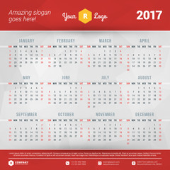 Calendar for 2017 year