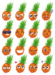 Smiles set of fruit characters. Vector cute cartoons