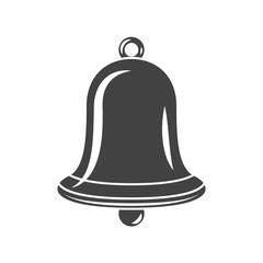 Hand Bell Black icon, logo element, flat vector illustration isolated on white background.