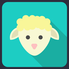 sheep flat icon with long shadow