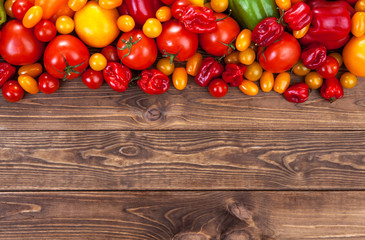 Vegetables harvest on wooden background