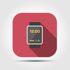 smart watch flat icon with long shadow