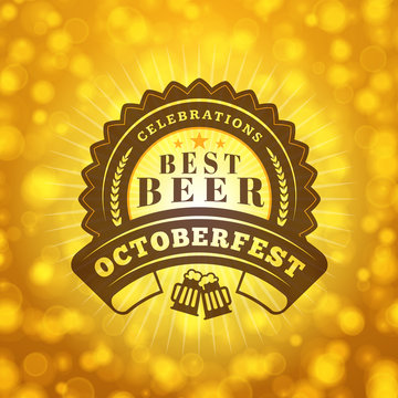 Retro vintage design element for brewery Badge, logotype, label. Octoberfest celebration design. Vector illustration