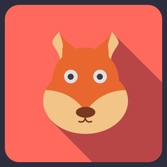 squirrel flat icon with long shadow
