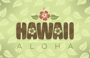 Vector illustration of Hawaii and Aloha words