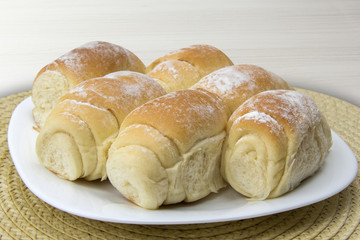 Some fresh bread on the table.