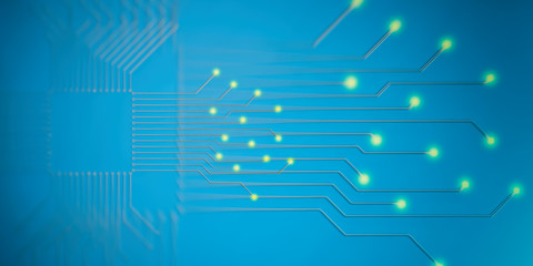 Electronic circuit cpu processor. 3d illustration