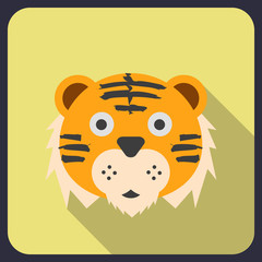 tiger flat icon with long shadow