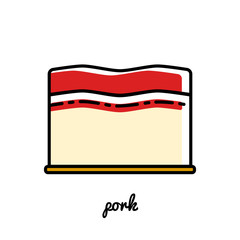 Line art pork icon.