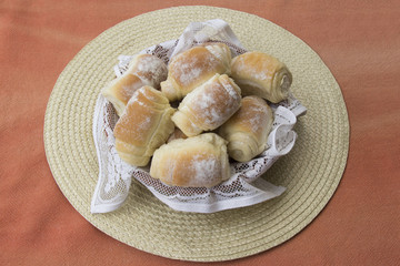 Some fresh bread on the table.