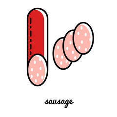 Line art sausage icon.