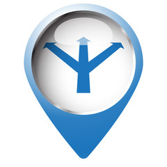 Obraz premium Map pin symbol with Strategy icon. Blue symbol on white backgrou