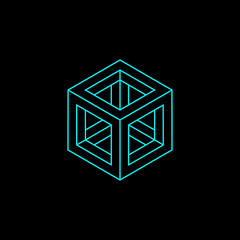 blue cube vector logo template, geometry minimal icon concept