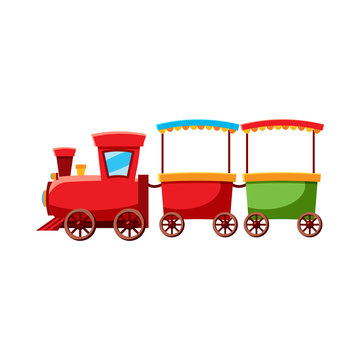 Children locomotive icon in cartoon style isolated on white background. Attraction symbol vector illustration