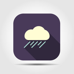 raining cloud flat icon with long shadow