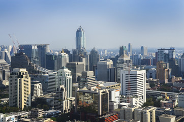 Naklejka na ściany i meble Bangkok Cityscape. Aerial view on Panorama of Bangkok, Thailand