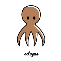 Line art octopus icon.