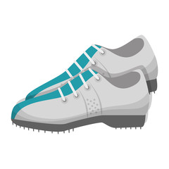 golf shoes player accessory sport game silhoutte vector illustration