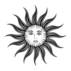 sun face mystical astrology mythologic vector illustration