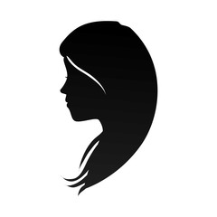 woman head profile hair female  girl casual silhouette vector illustration