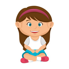 girl smiling happy child kid face cartoon vector illustration