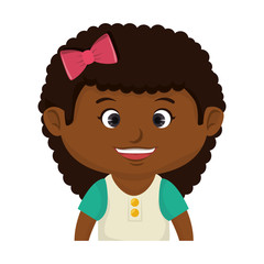 girl smiling happy child kid face afro cartoon vector illustration