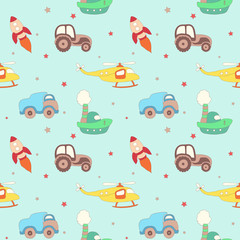 vector seamless kids hand drawn pattern of transport © stohelit