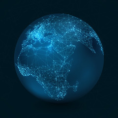 Abstract Telecommunication Earth Map - Europe, Mid-East, Asia, Africa