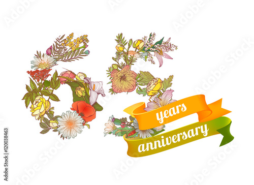 "sixty five (65) years anniversary" Stock image and royalty-free vector