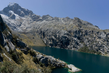 Fototapeta na wymiar mountain lake in the Peruvian Andes