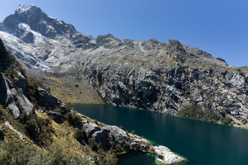 Fototapeta na wymiar mountain lake in the Peruvian Andes