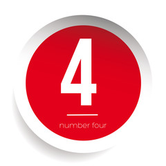 Number four vector label red