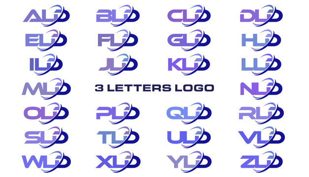 3 letters modern generic swoosh logo ALD, BLD, CLD, DLD, ELD, FLD, GLD, HLD, ILD, JLD, KLD, LLD, MLD, NLD, OLD, PLD, QLD, RLD, SLD, TLD, ULD, VLD, WLD, XLD, YLD, ZLD