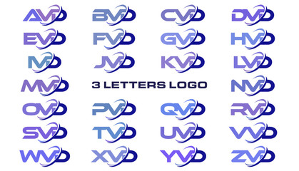 3 letters modern generic swoosh logo AVD, BVD, CVD, DVD, EVD, FVD, GVD, HVD, IVD, JVD, KVD, LVD, MVD, NVD, OVD, PVD, QVD, RVD, SVD, TVD, UVD, VVD, WVD, XVD, YVD, ZVD