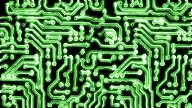 Circuit Board With Electric Signals - represent electric signals runs on textolite board. It is perfect to use with technical presentations, electronic thematics or  VJ sets.
