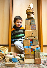  Child with blocks construction
