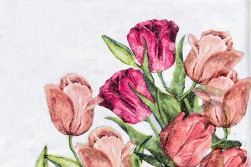 Photo of a decoupage decorated flower pattern