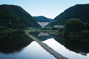 Hills and mountain lake