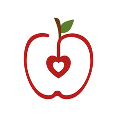 line red  apple shaped fruit food agriculture healthy lifestyle vector illustration