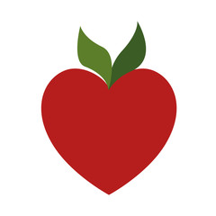 red apple fruit food in the shape of heart healthy lifestyle. vector illustration