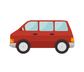 red car van with black wheels transport vehicle vector illustration