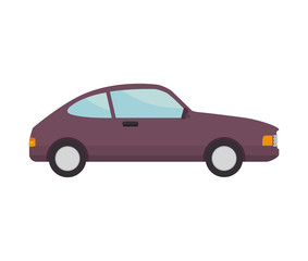 car coupe with black wheels transport vehicle side view vector illustration