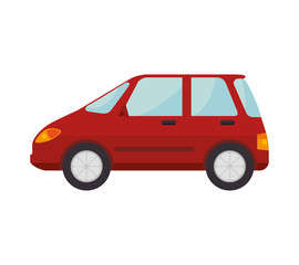 Obraz na płótnie Canvas red car with black wheels transport vehicle vector illustration